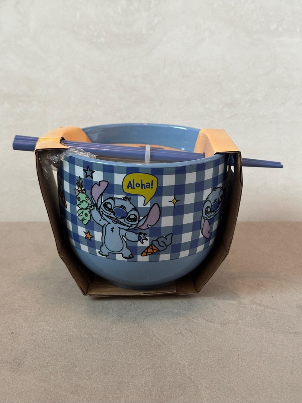 Disney Stitch Ramen Bowl W/chopsticks & Spoon CULTUREFLY New